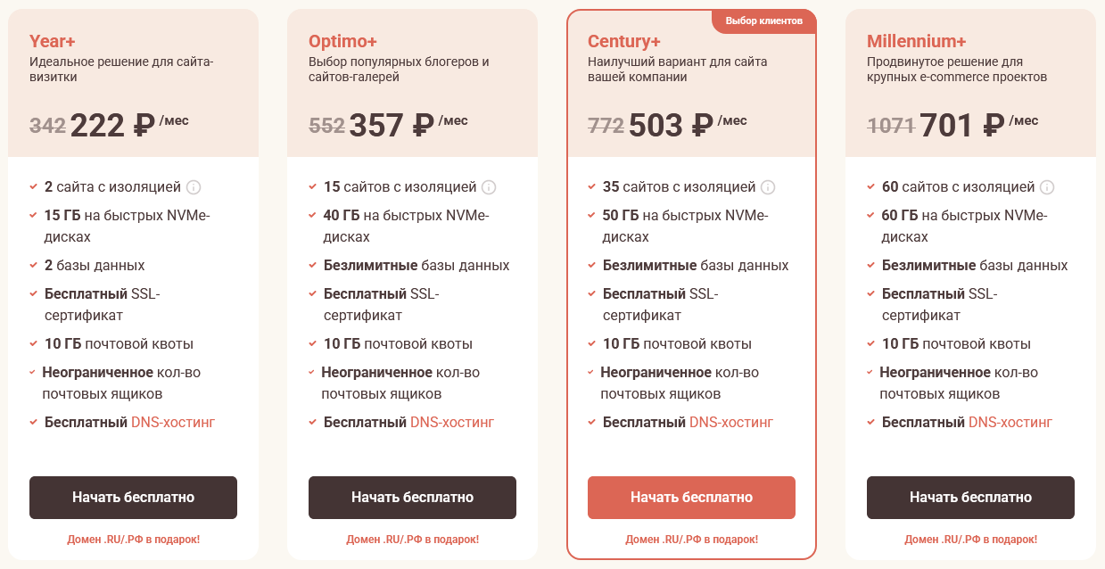 Тарифы хостинга Таймвеб